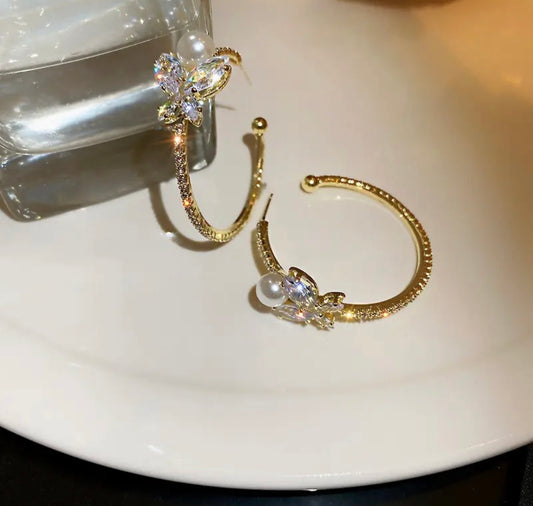 Crystal Butterfly Hoop Earring